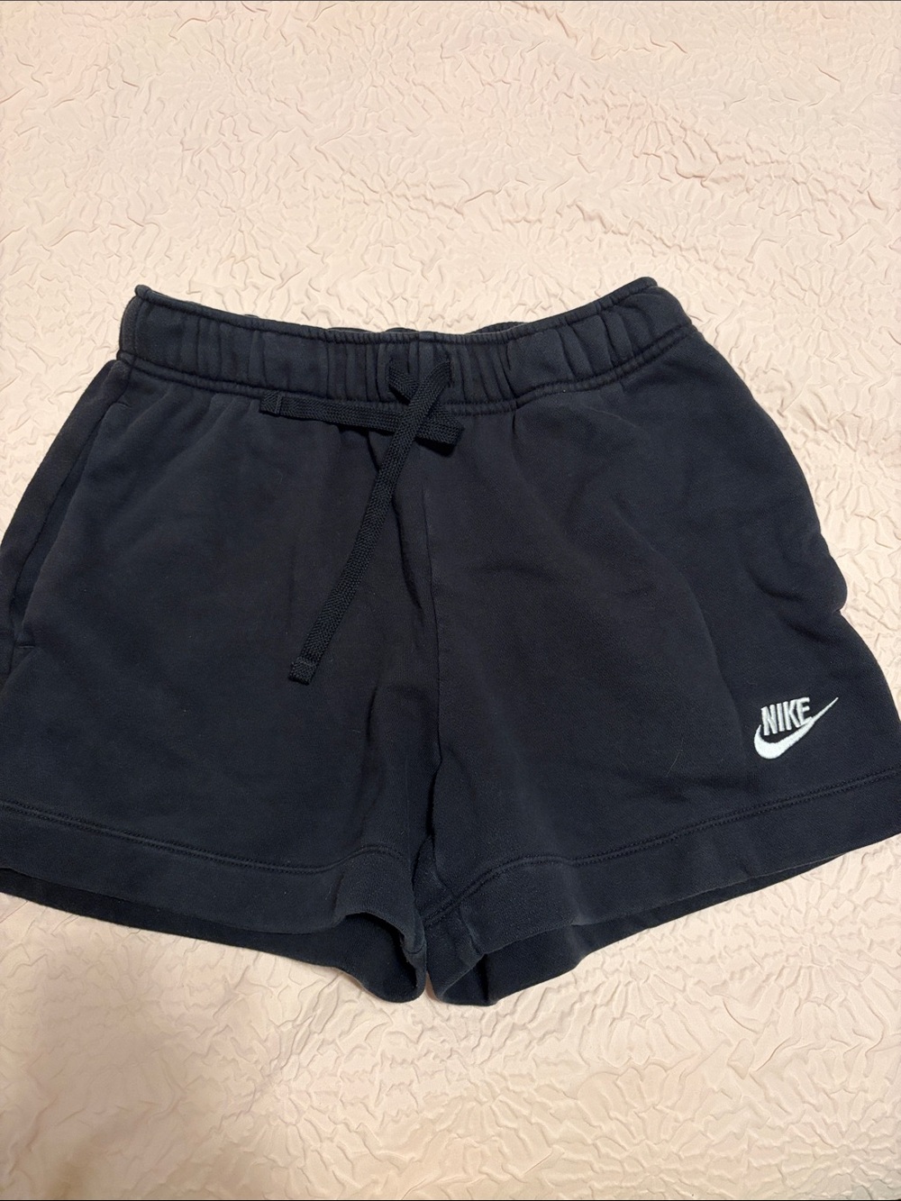 Nike Women’s Black Athletic Drawstring Shorts with White Swoosh